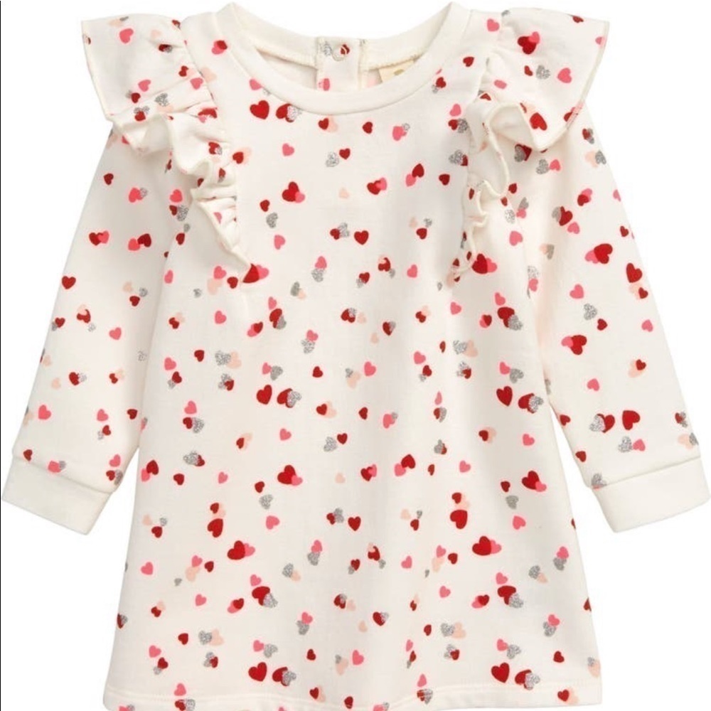 Tucker + Tate Nordstrom Pink Red Silver Sweatshirt Heart Print Dress 6M